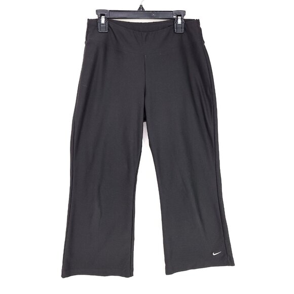 Nike Wide Leg Capri Sweatpants Womens XS Black Sportswear Legging Logo - Picture 1 of 10